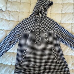 Southern Tide Navy and White Gingham Hooded Shirt